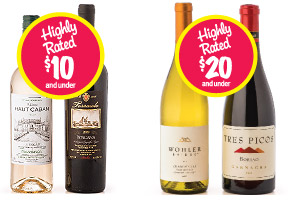 10 and 20 dollar bottles of wine